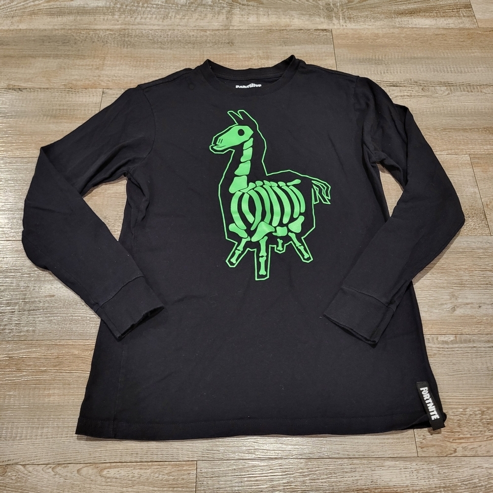 Fortnite Llama Skeleton Graphic Long Sleeve Tee Shirt Boys Size Large